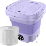 AWH Mini Portable Washing Machine 8L Capacity Foldable with Spin Dryer, Ultrasonic Cleaning