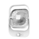 مروحة مكتب قابلة لاعادة الشحن مع اضاءة LED، حماية من الشحن الزائد،